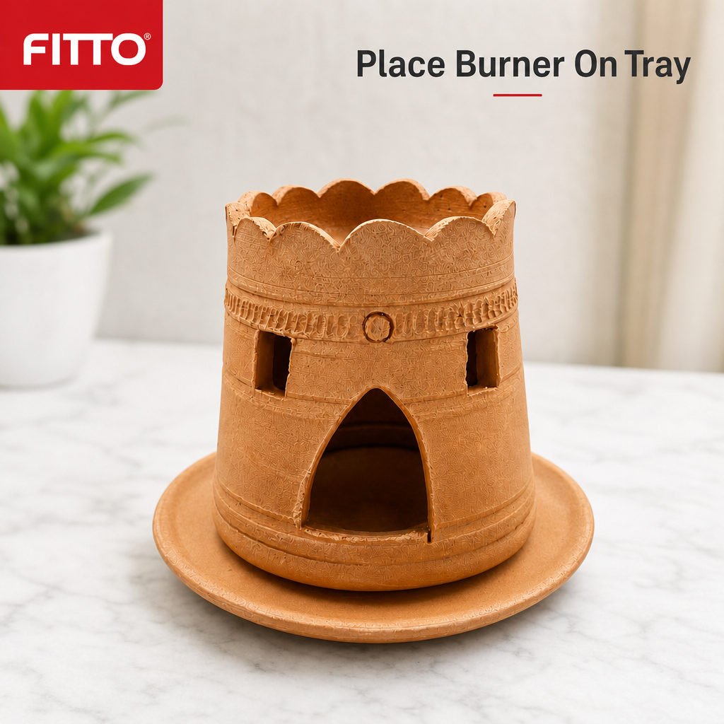 96 Pieces Terracotta Incense Burner with Tray, 12 cm, Decorative Bakhoor Holder