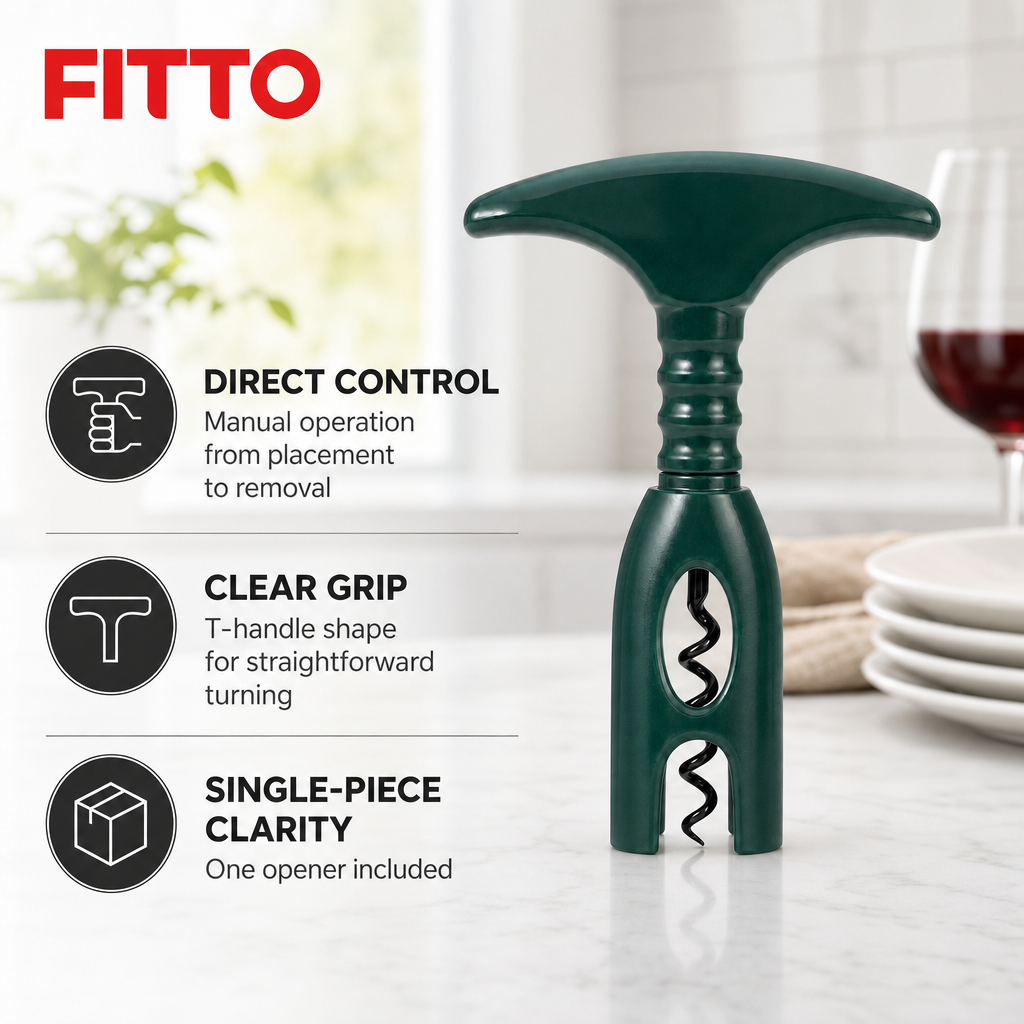 120 Pieces Dark Green Manual Corkscrew Wine Bottle Opener, T-Handle Design, 1 Piece