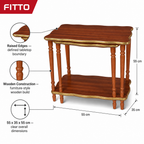48 Pieces Rectangular Wooden Side Table with Raised Edges, Brown, 55 x 35 x 55 cm