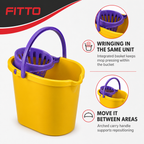 72 Pieces Mop Bucket with Wringer and Carry Handle, Yellow and Purple Compact Cleaning Pail, 42 x 32 x 30 cm
