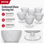 72 Pieces Glass Cup Set, 240 ml Stemmed Embossed Cups, Clear, 6 Pieces