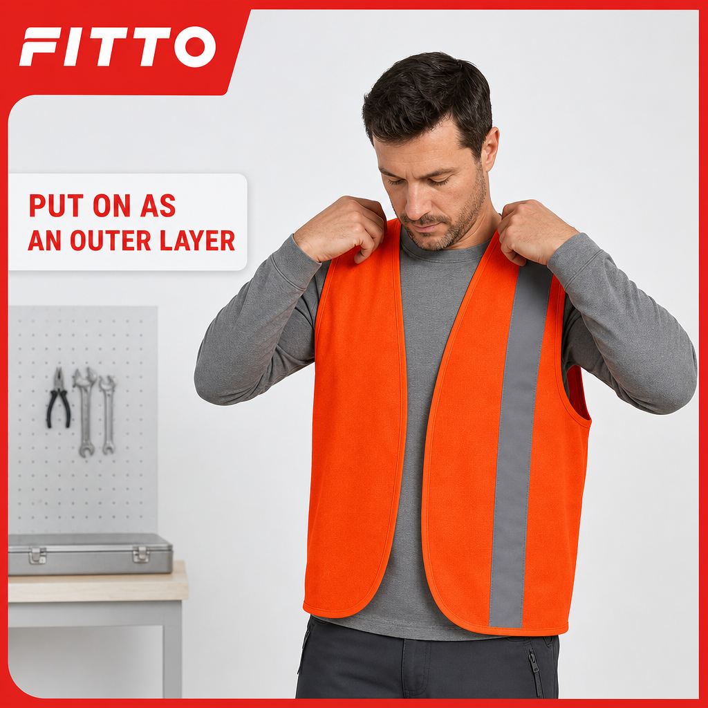 144 Pieces High-Visibility Reflective Safety Vests, 68 x 60 cm, Orange and Grey, 1 Piece