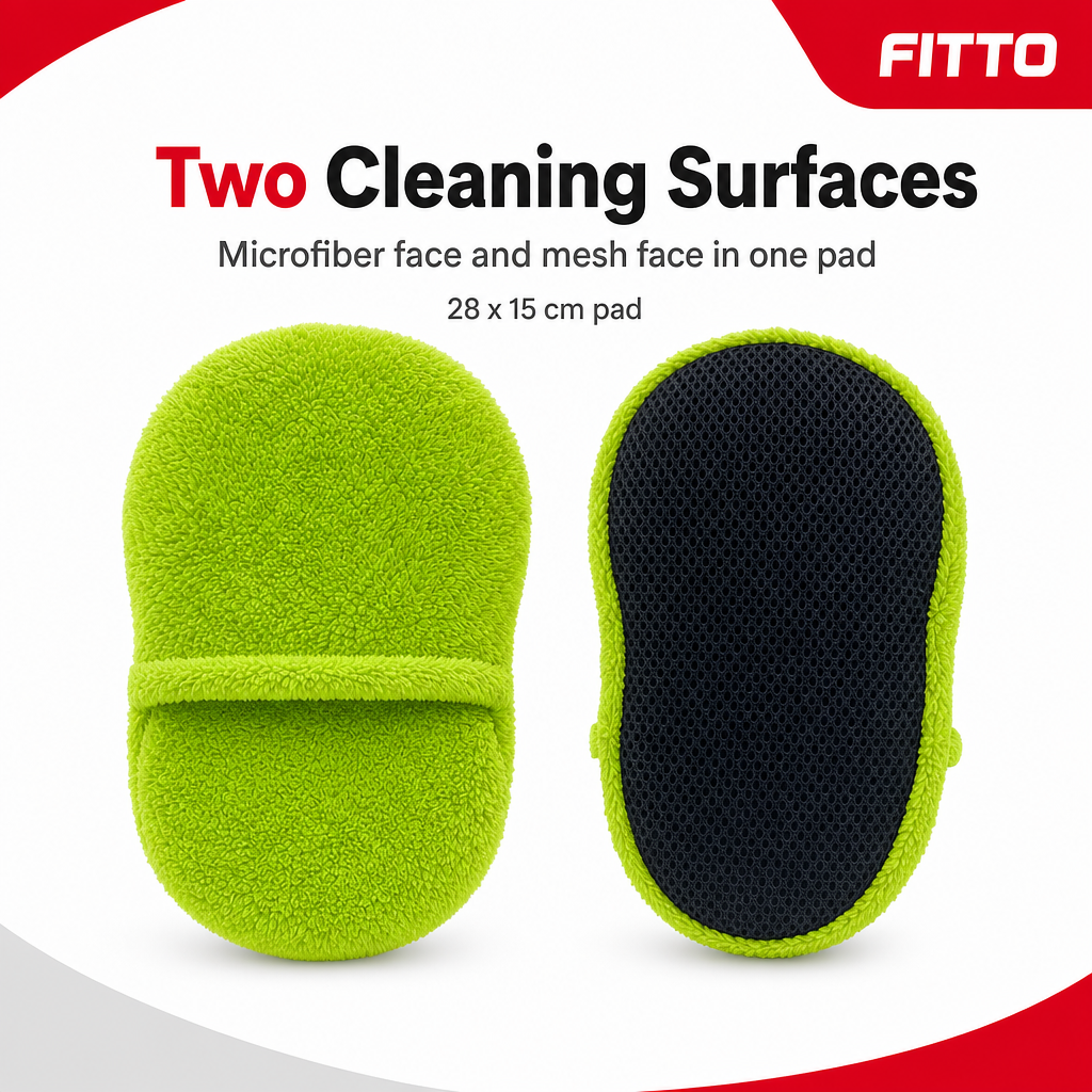 96 Pieces 2-in-1 Microfiber Car Wash Pad, Green, Dual-Surface Cleaning Design, 28 x 15 cm