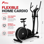 48 Pieces Elliptical Trainers with Exercise Bike Seat, Digital Monitor and Heavy-Duty Steel Frame, 124.5 x 38 x 76 cm