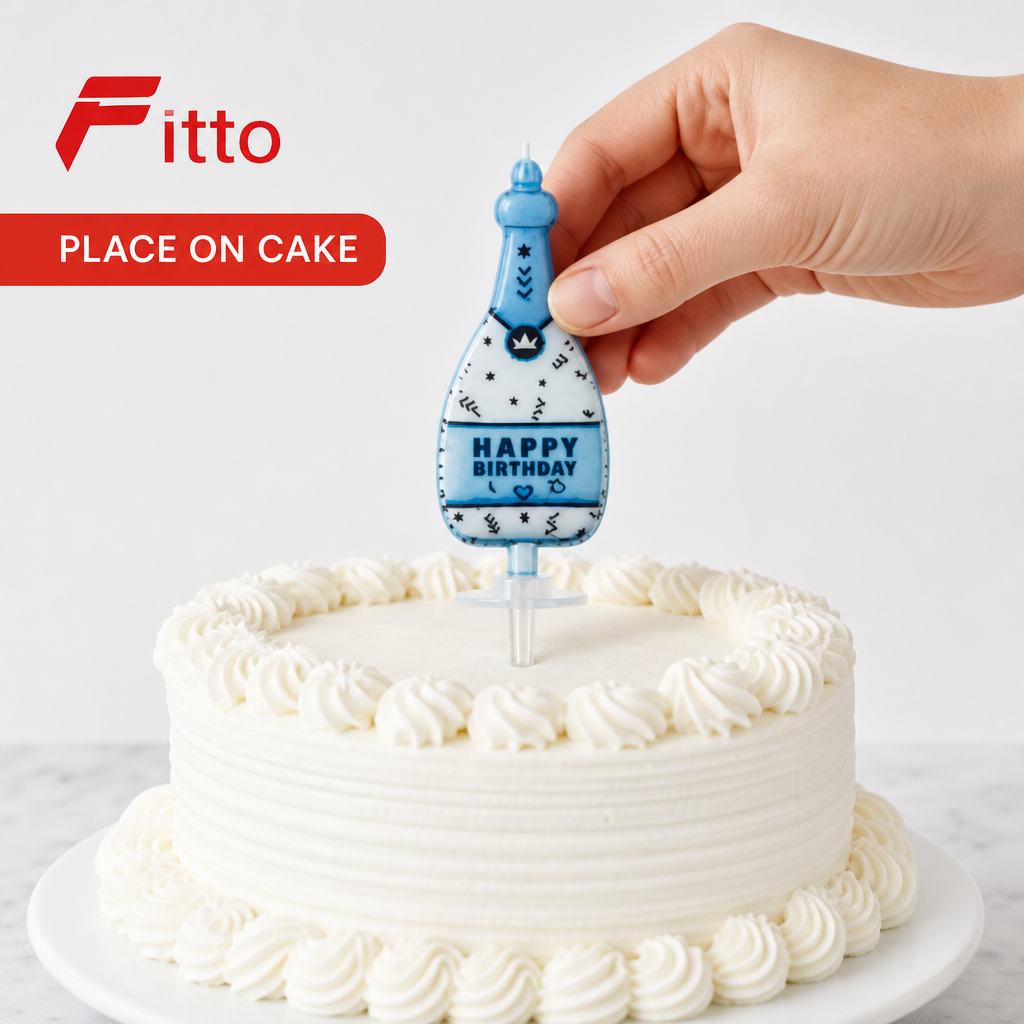 144 Pieces Bottle-Shaped Birthday Cake Topper Candle, Blue, 1 Piece