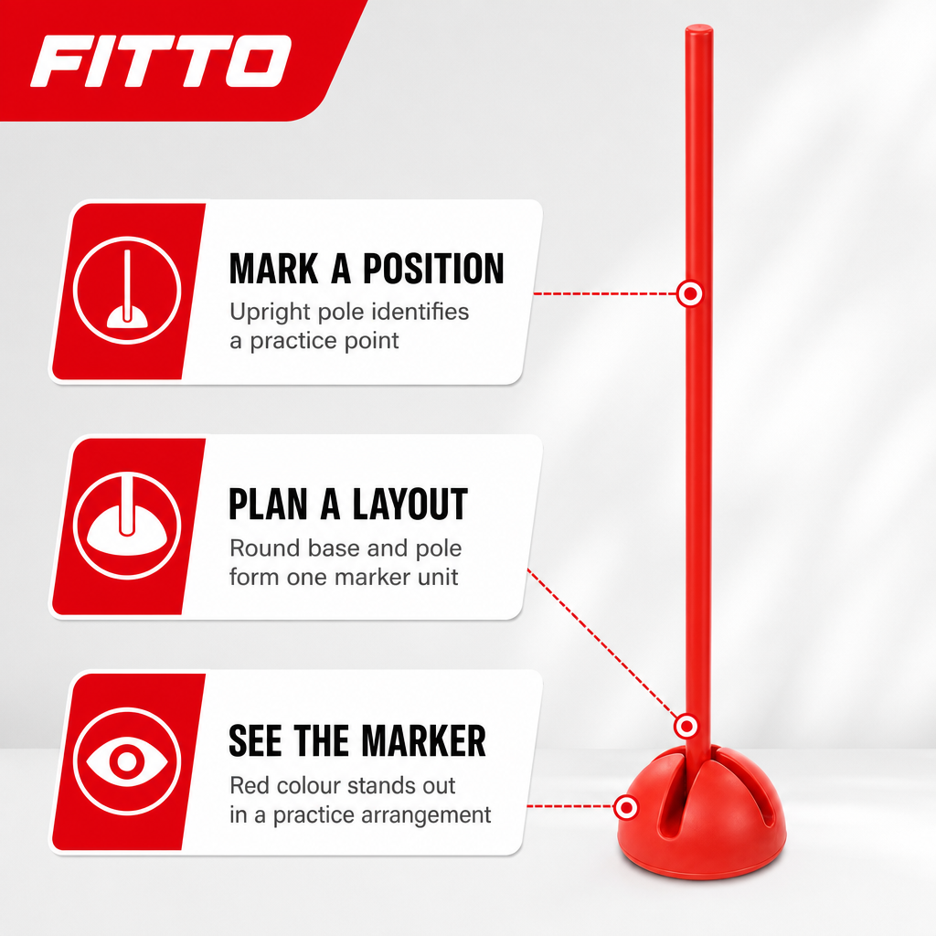 96 Pieces Plastic Training Poles with Round Base, Red, 1 Piece