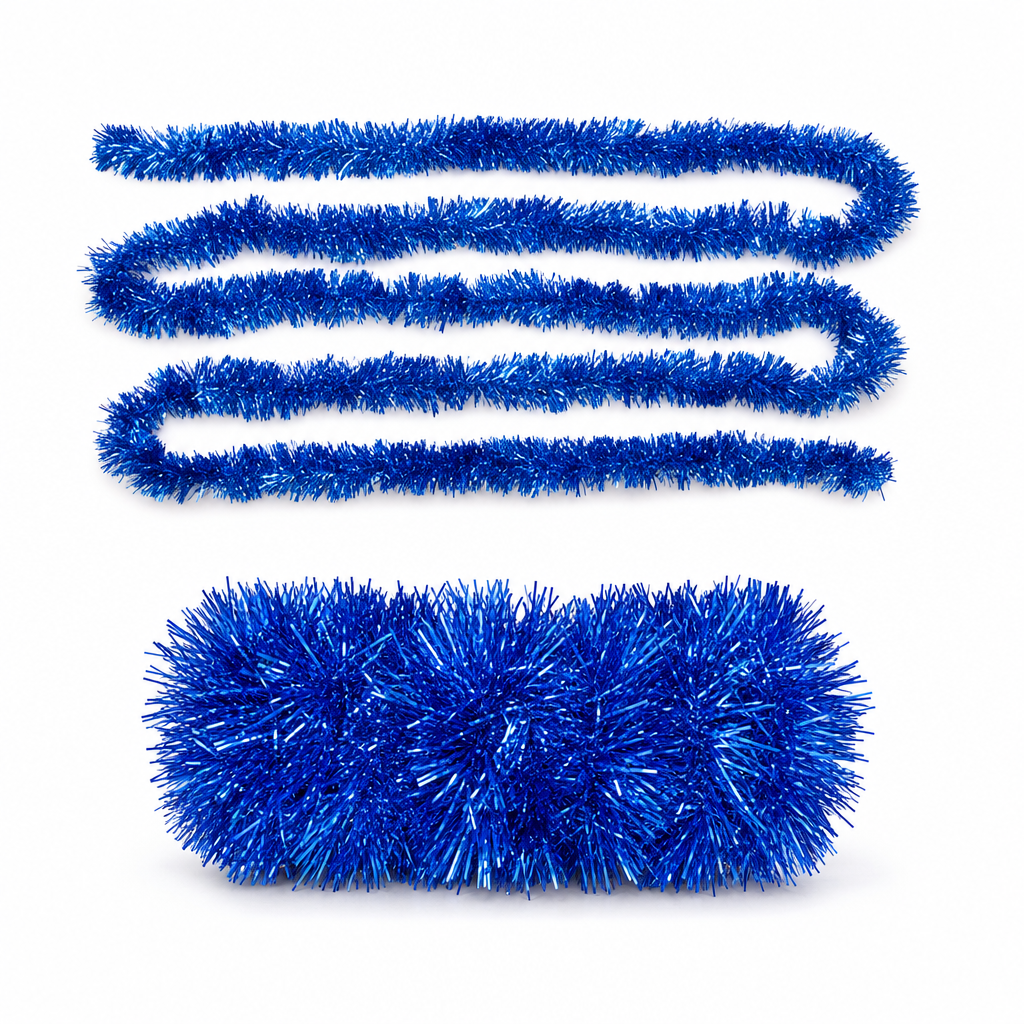 120 Pieces Blue Tinsel Decoration 7 cm x 12 m, 2 Pieces for Party Backdrops, Tables and Displays