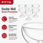60 Pieces Double-Wall Glass Dessert Cup Set, Clear Stemmed Dessert Bowls, 6 Pieces
