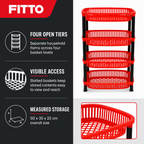 72 Pieces 4-Tier Plastic Storage Basket Rack, Red and Black, 1 Unit