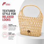 96 Pieces Handbags Natural Fiber Basket with Round Handle Beige 30.3 x 27 x 12 cm