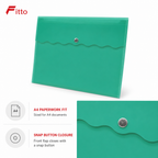 96 Pieces Green A4 Document Envelope Folder with Snap Button Closure, 1 Piece