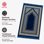 96 Pieces Prayer Mats, 70 x 110 cm, Turkish Style, Blue Geometric Design for Home Prayer Space