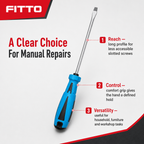 144 Pieces Long Flathead Screwdriver with Comfort Grip, 35 cm, Blue Black Silver, 1 Piece