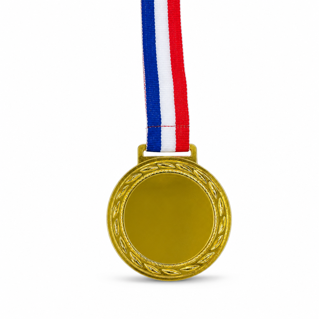 144 Pieces Plain Sports Medal with Red White and Blue Ribbon, Gold, 10 x 8 x 1 cm