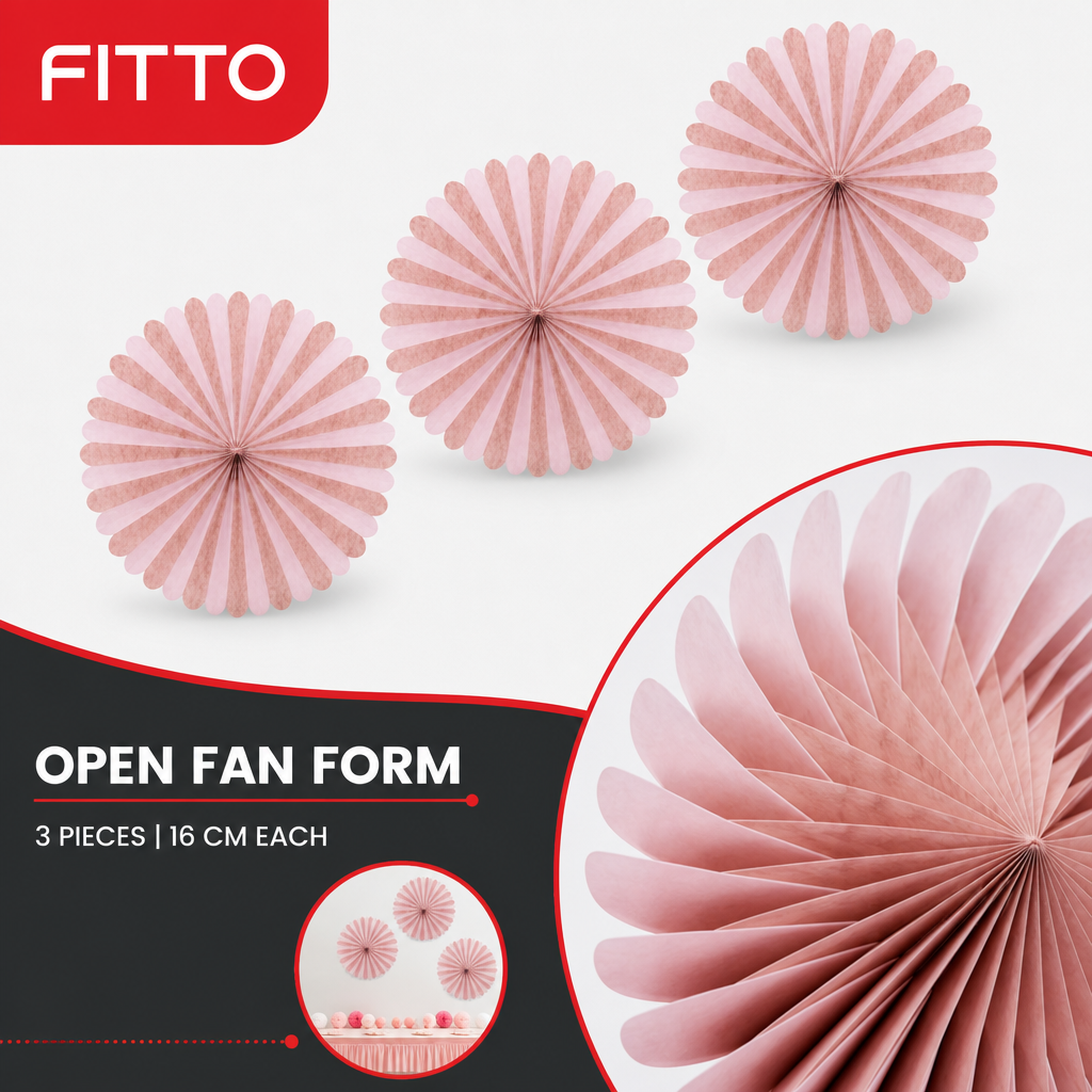 240 Pieces Pink Paper Honeycomb Fan Decorations, 16 cm, 3 Pieces