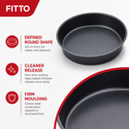 96 Pieces Round Cake Mold 24 cm, Carbon Steel Non-Stick Baking Pan, Black, 1 Piece