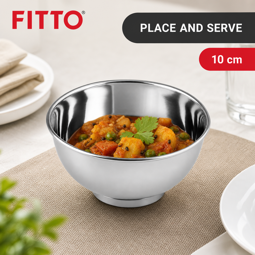 120 Pieces Stainless Steel Deep Footed Bowl, 10 cm, Silver