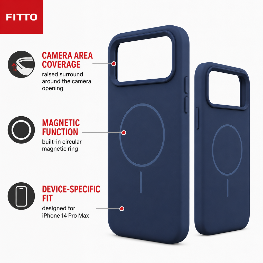 120 Pieces Silicone Magnetic Phone Cases with Raised Camera Protection for iPhone 14 Pro Max, Navy Blue