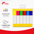 120 Pieces Glow Highlighters, Assorted Colours, 6 Pack, Bright Markers for Notes, Study and Office Work