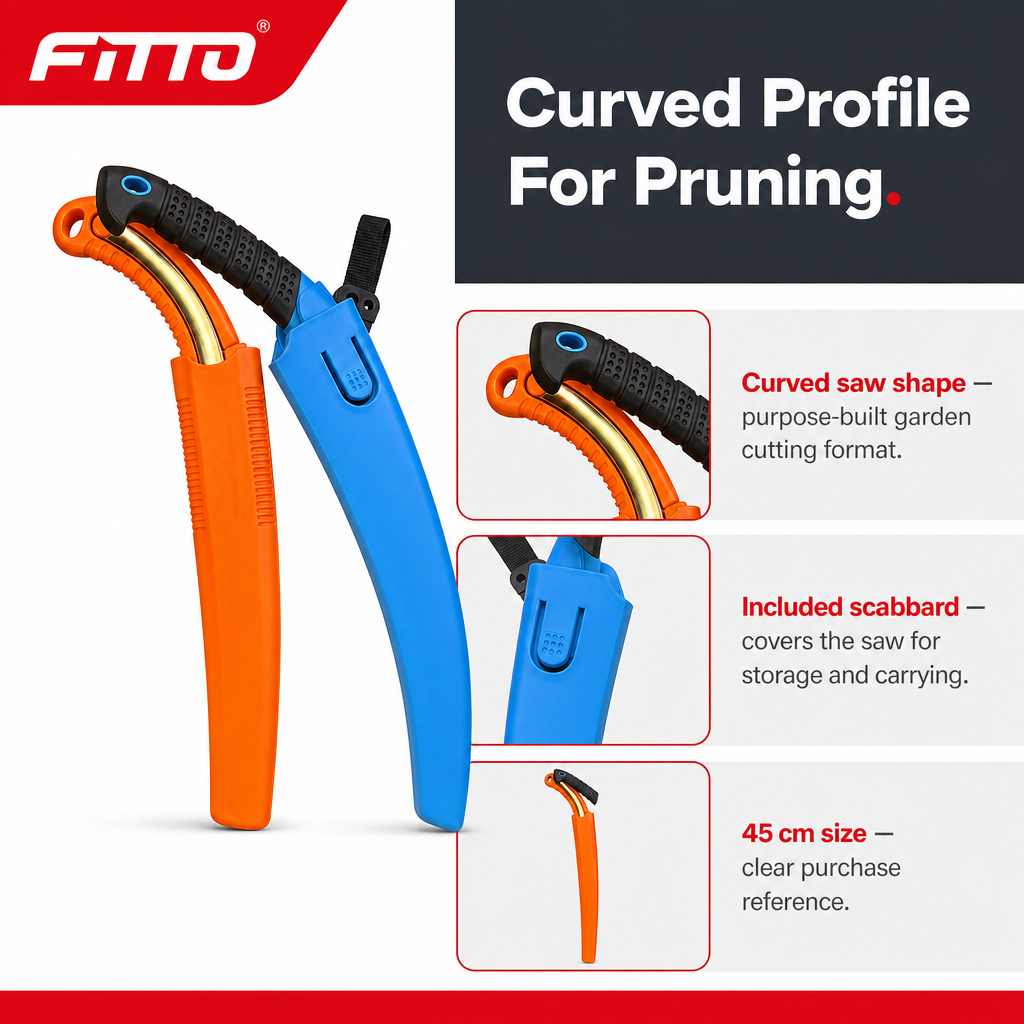 96 Pieces Curved Pruning Saw with Scabbard, 45 cm, Orange, 1 Piece