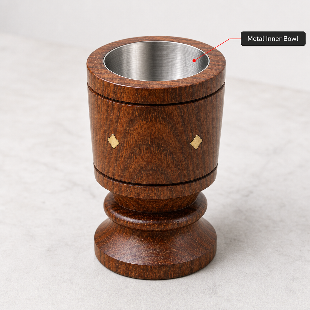96 Pieces Wooden Incense Burner Cup with Metal Bowl, 4 Inch