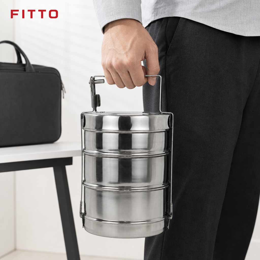 60 Pieces Stainless Steel Tiffin Lunch Box, 10 Inch, 3 Tier Stackable Meal Container With Carry Handle