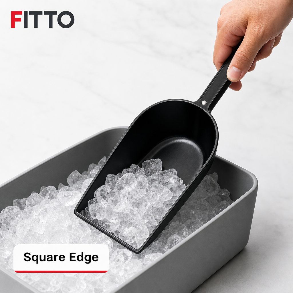 96 Pieces Black Painted Aluminium Ice Scoop with Square Edge, 35 cm