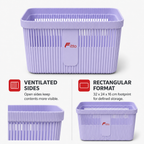 120 Pieces Rectangular Plastic Storage Basket with Ventilated Sides, 32 x 24 x 16 cm, Lavender