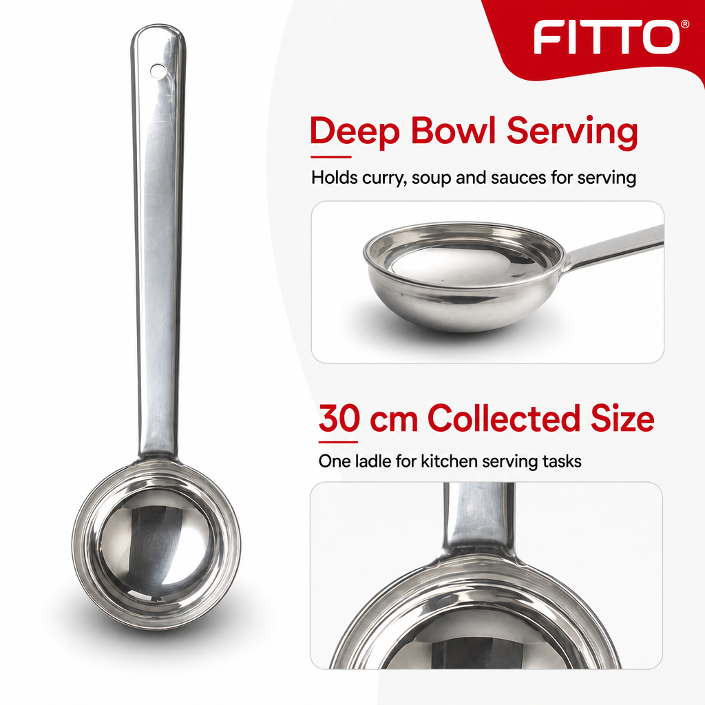 144 Pieces Stainless Steel Deep Curry Ladle, 30 cm, 1 Piece