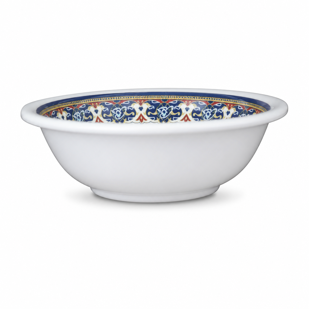 96 Pieces Melamine Salad Bowl, 8 Inch, Decorative Patterned Rim, White
