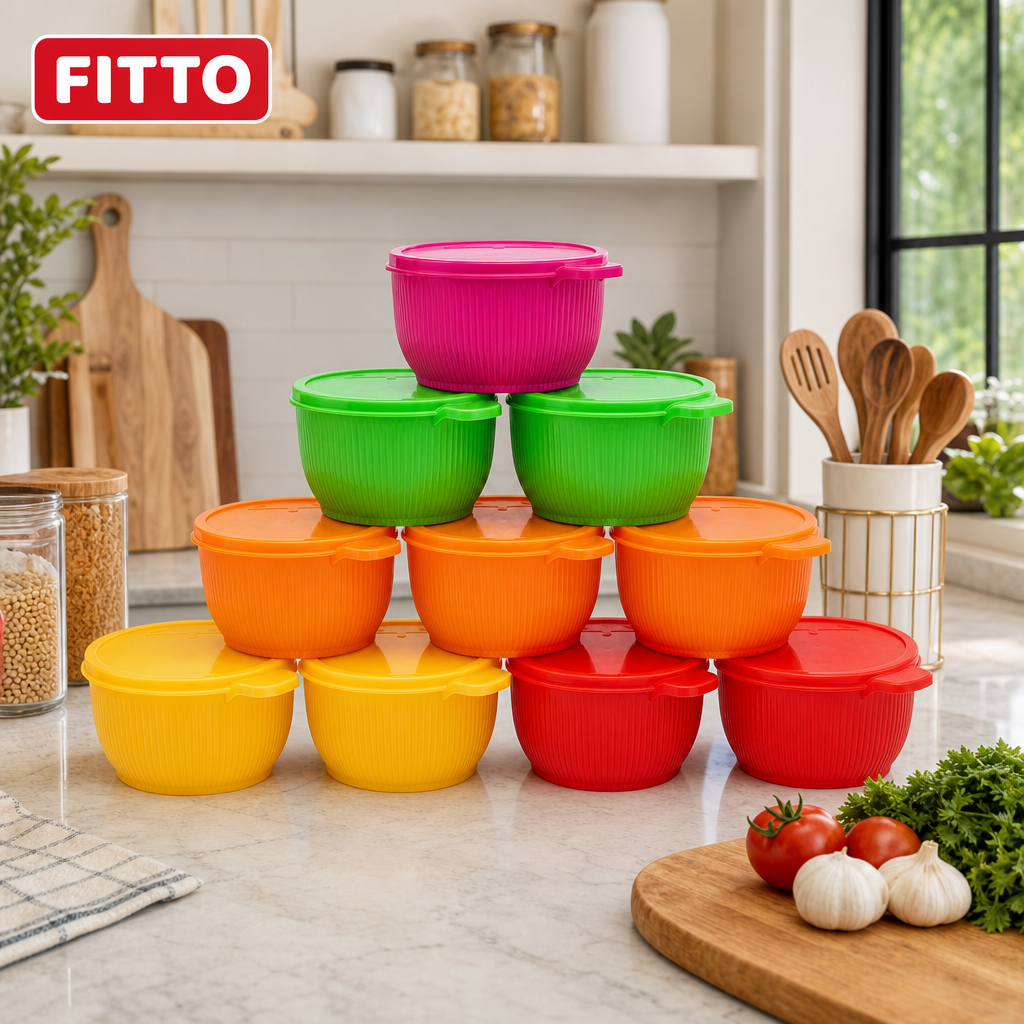72 Pieces Plastic Food Bowls with Lids, 12-Piece Assorted Colour Set for Serving and Kitchen Use