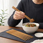144 Pieces Bamboo Chopsticks 5 Pairs 26 cm with Printed Design for Dining and Table Settings