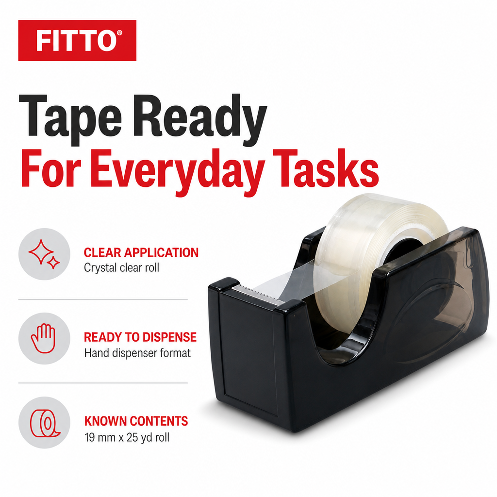 240 Pieces Stationery Tapes, Black 19 mm x 25 yd Crystal Clear Tape with Hand Dispenser, 1 Set