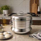 48 Pieces Stainless Steel Multi-Tier Idli Steamer Pot with Domed Lid, 18-Idli Capacity