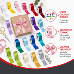 48 Pieces Assorted Colour Satin Ribbon Rolls, 3.8 cm x 3 m, 21 Rolls for Crafting and Decoration