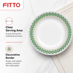 120 Pieces Soup Plate, 8 Inch, White with Green and Yellow Pattern