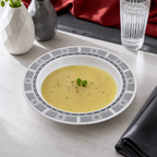 120 Pieces Soup Plate, 10 Inch, Grey Geometric Border, Round Tablewares