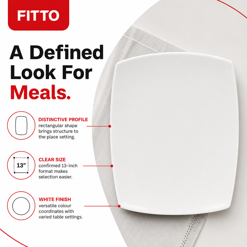 96 Pieces Dinner Plate, White, 13 Inch Rectangular Tablewares, Single Plate