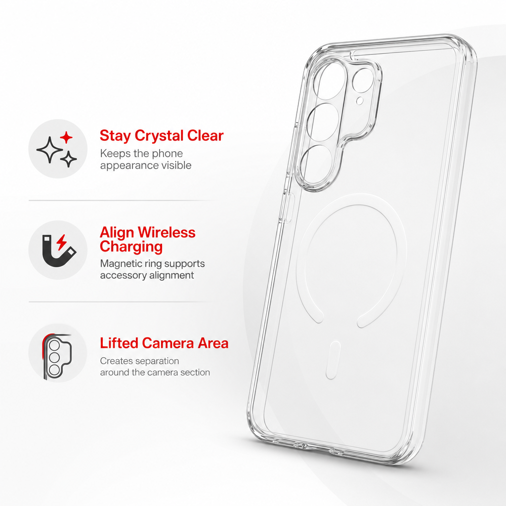 96 Pieces Crystal Clear Magnetic Phone Cases for Galaxy A54 with Ring for Wireless Charging and Raised Camera Protection