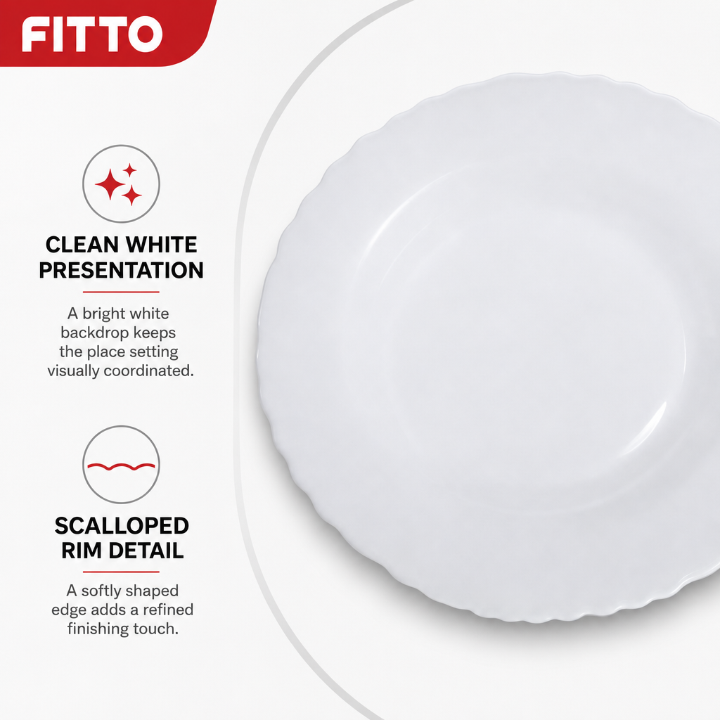 96 Pieces Opal Glass Dinner Plate, 10 Inch, White Round Tablewares