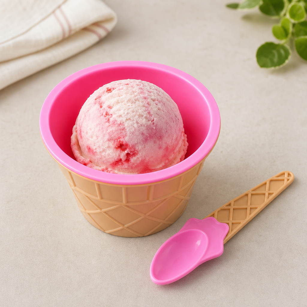 240 Pieces Ice Cream Cup with Spoon, Plastic Dessert Serving Bowl, Blue or Pink, 1 Piece