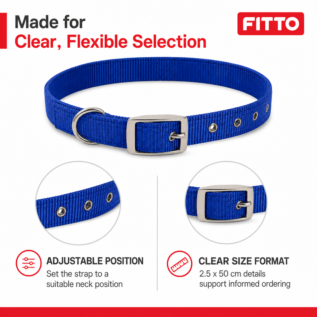 144 Pieces Adjustable Nylon Dog Collar with Metal Buckle, 2.5 x 50 cm, Assorted Color, 1 Piece