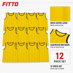 48 Pieces Mesh Sports Training Bib Vests, Small Size, Yellow, 12-Piece Pack
