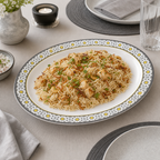 96 Pieces Melamine Wavy Oval Serving Plate, 17 Inch, White Grey with Yellow Accents