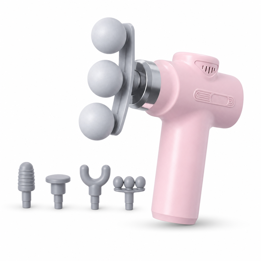 72 Pieces Mini Facial Massage Gun, 4 Massage Heads, LCD Display, Type-C Port, Pink, 1 Piece