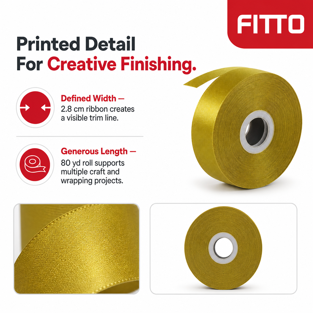 120 Pieces Printed Ribbon Roll, Dark Gold, 2.8 cm x 80 yd, Decorative Trim for Crafts and Wrapping