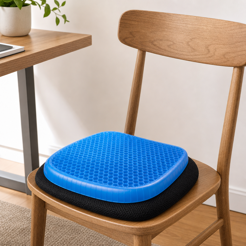 96 Pieces Blue and Black Honeycomb Gel Seat Cushion with Cover, 45 x 40 x 8 cm, 1 Set