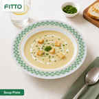 120 Pieces Soup Plate, 8 Inch, White with Green and Yellow Pattern