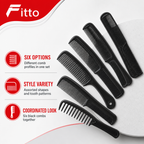 96 Pieces Hair Combs Set, 6 Pieces, Black Assorted Styling Combs for Grooming and Daily Haircare