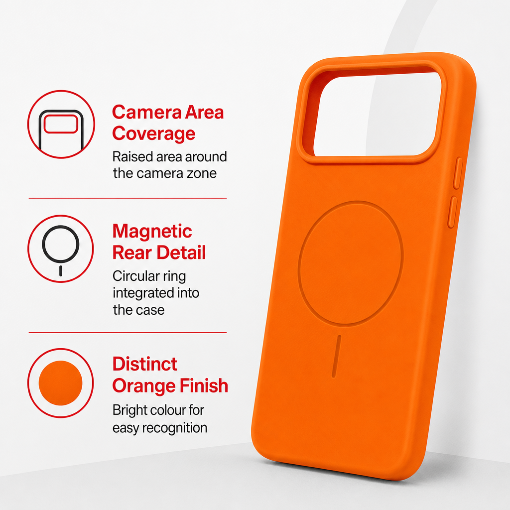120 Pieces Silicone Magnetic Phone Cases with Raised Camera Protection for 17 Pro Model, Orange Protective Cover
